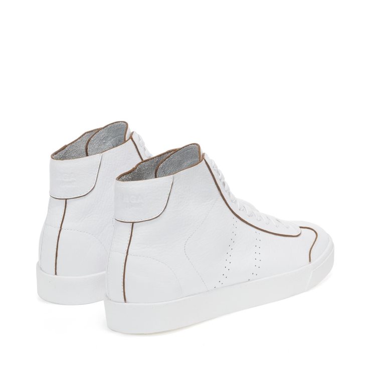 Superga 2871 Club S Raw Cut Leder Weiß Orange Staubig