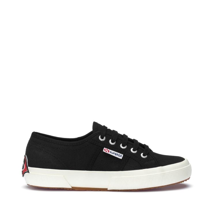 Superga 2750 Multicolor Logo Schwarz-rote Lippen-schwarz