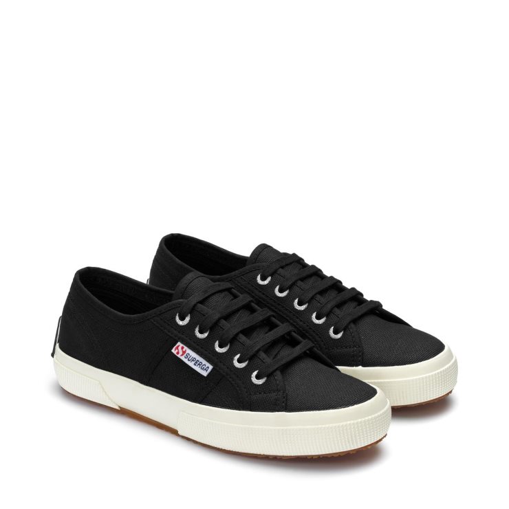 Superga 2750 Multicolor Logo Schwarz-rote Lippen-schwarz