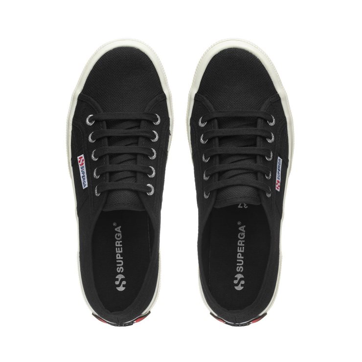 Superga 2750 Multicolor Logo Schwarz-rote Lippen-schwarz