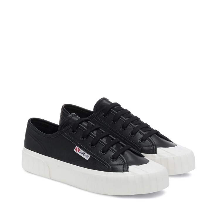 Superga 2630 Streifen Veganes Kunstleder Schwarz-weiß