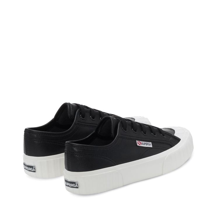 Superga 2630 Streifen Veganes Kunstleder Schwarz-weiß