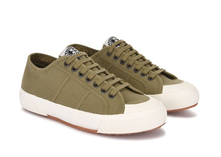 Superga 2390 Militär 7 Ösen Grün Tortora-Weiß