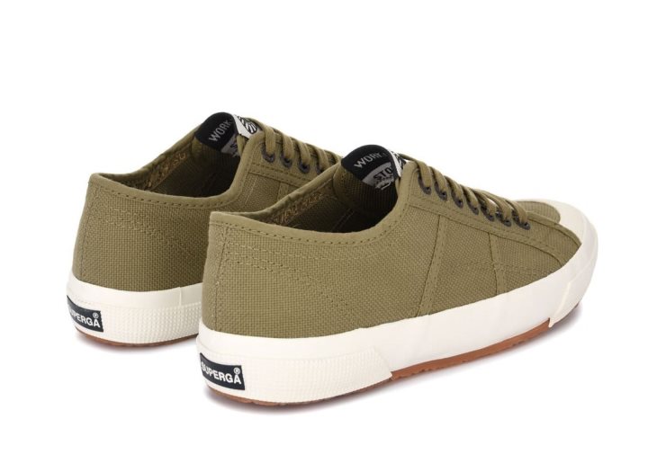 Superga 2390 Militär 7 Ösen Grün Tortora-Weiß
