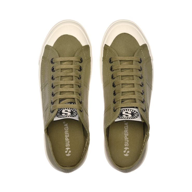 Superga 2390 Militär 7 Ösen Grün Tortora-Weiß