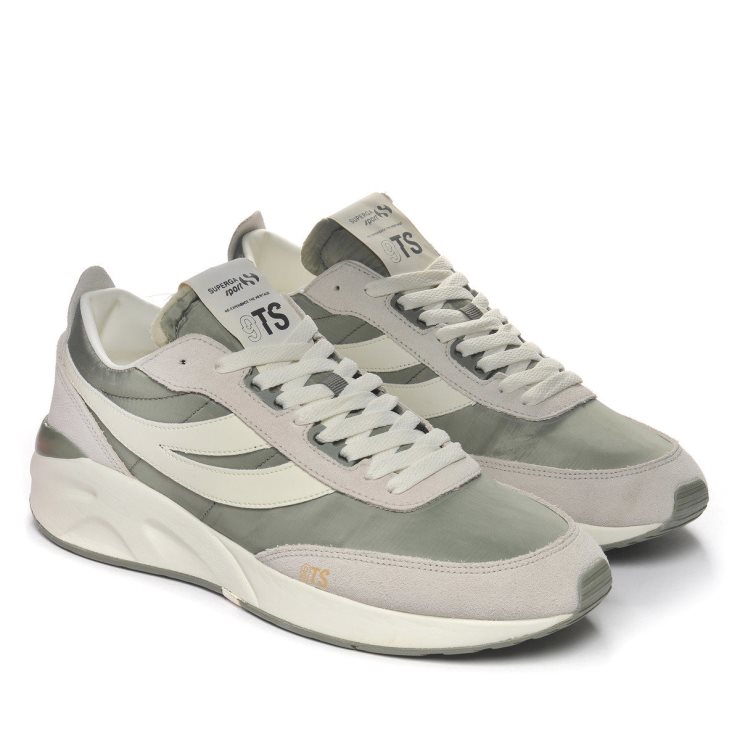 Superga 4089 Training 9ts Slim Beige Gesso-grün Safari-weiß