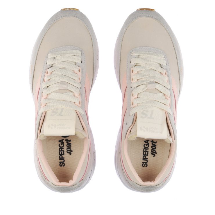Superga 4089 Training 9ts Slim Vegan Kunstleder Beige Gesso-grau Lt-pink Ish-b
