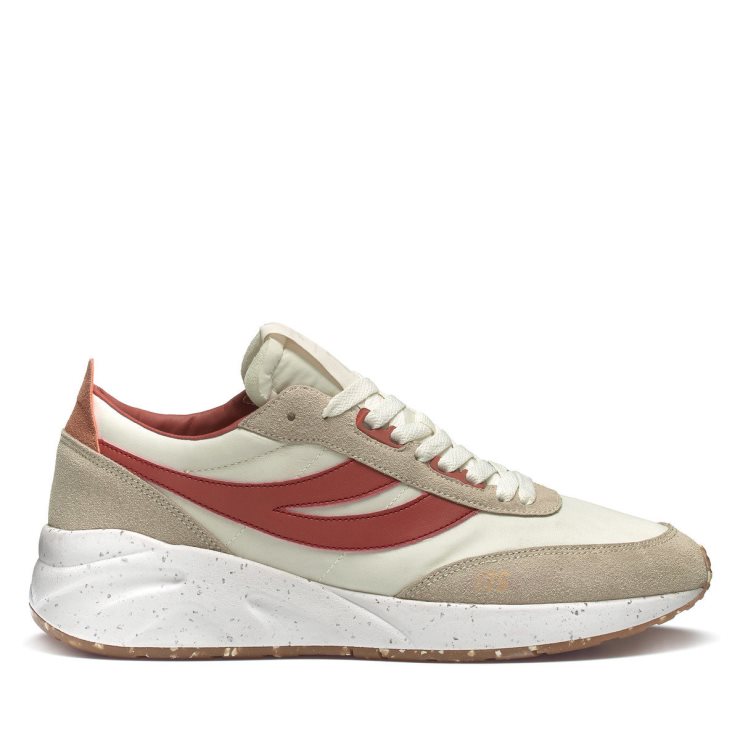 Superga 4089 Training 9ts Slim Vegan Kunstleder Braun Rötlich-orange Staubgrau