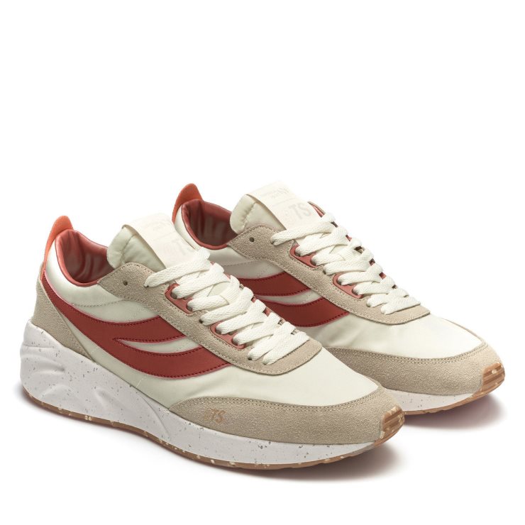 Superga 4089 Training 9ts Slim Vegan Kunstleder Braun Rötlich-orange Staubgrau