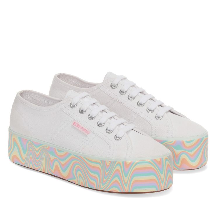 Superga 2790 Multicolor Liquify Sole Weiß-mehrfarbige Pastellfarben
