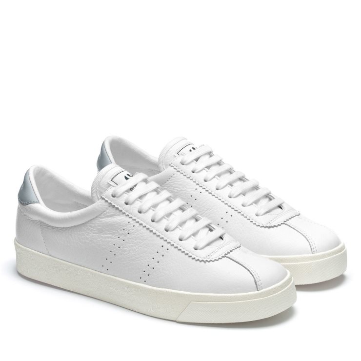 Superga 2843 Club S Comfort Leder Weiß-grau Lilla-f Avorio