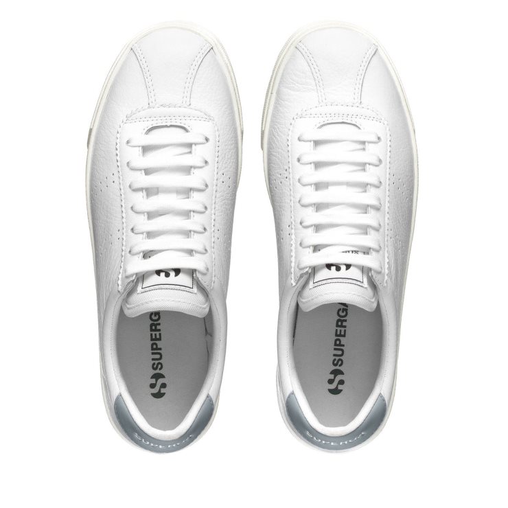 Superga 2843 Club S Comfort Leder Weiß-grau Lilla-f Avorio