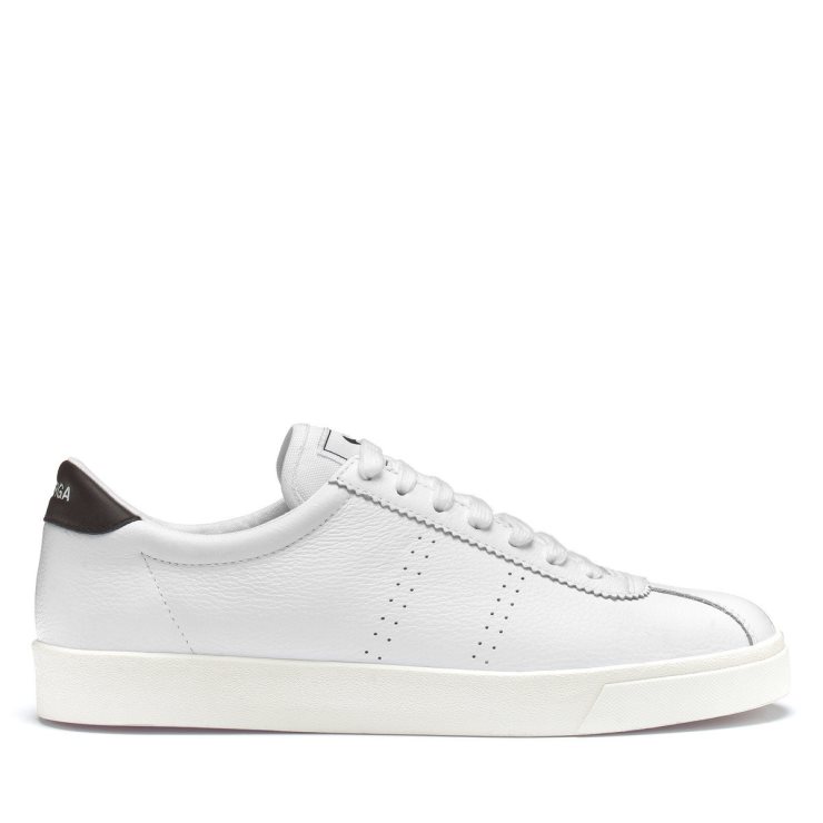 Superga 2843 Club S Comfort Leder Weiß-braun Pflaume-f Avorio