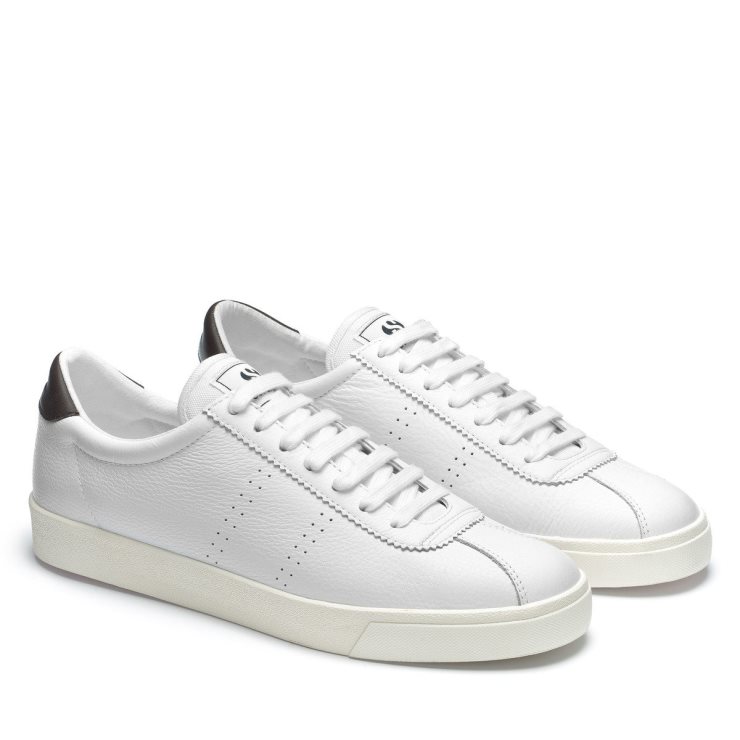 Superga 2843 Club S Comfort Leder Weiß-braun Pflaume-f Avorio