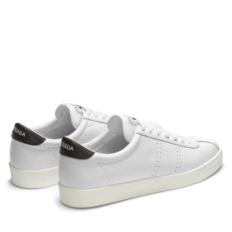 Superga 2843 Club S Comfort Leder Weiß-braun Pflaume-f Avorio