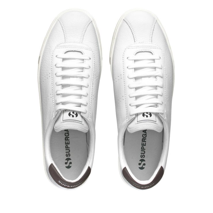Superga 2843 Club S Comfort Leder Weiß-braun Pflaume-f Avorio