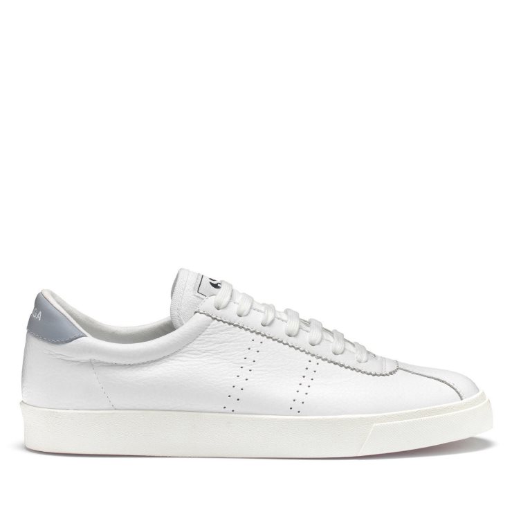 Superga 2843 Club S Comfort Leder Weiß-blau Lt Grau-f Avorio