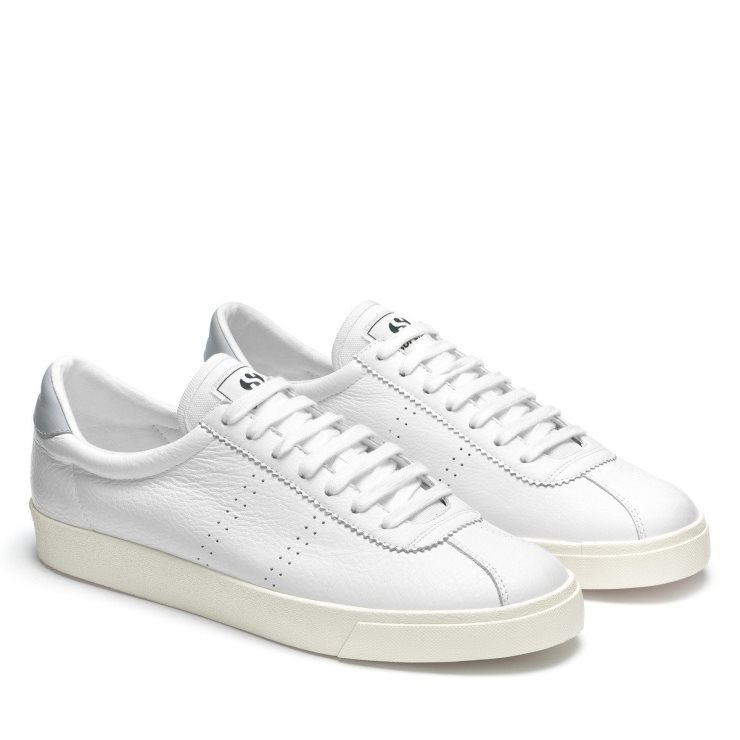 Superga 2843 Club S Comfort Leder Weiß-blau Lt Grau-f Avorio