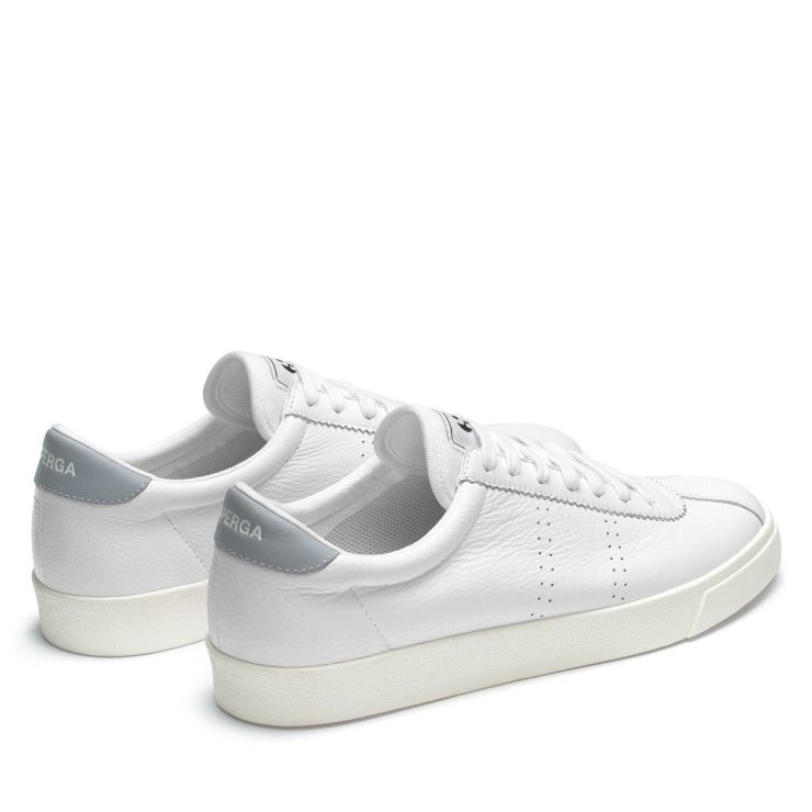Superga 2843 Club S Comfort Leder Weiß-blau Lt Grau-f Avorio