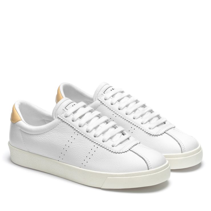 Superga 2843 Club S Comfort Leder Weiß-gelb Lt F Avorio