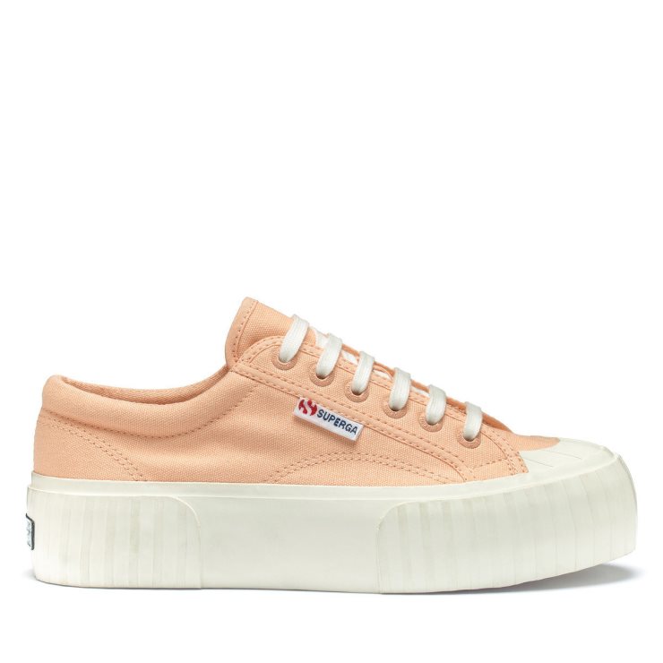 Superga 2631 Streifenplattform Rosa Pfirsich-f Avorio
