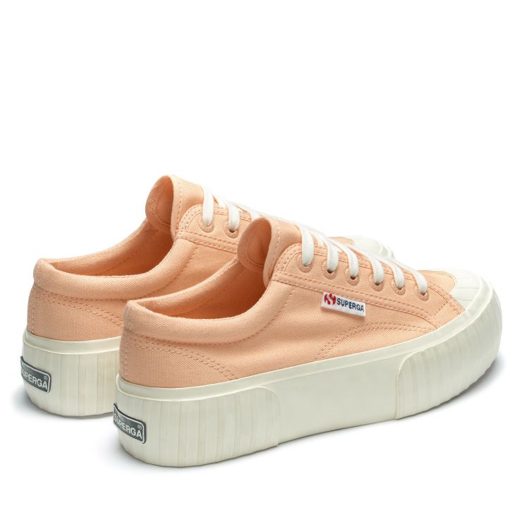 Superga 2631 Streifenplattform Rosa Pfirsich-f Avorio