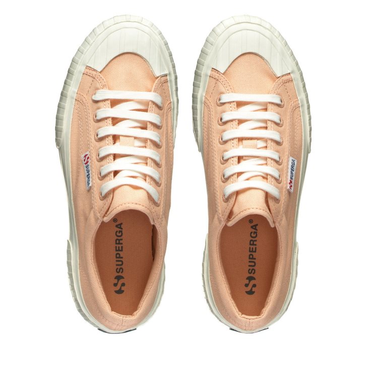 Superga 2631 Streifenplattform Rosa Pfirsich-f Avorio