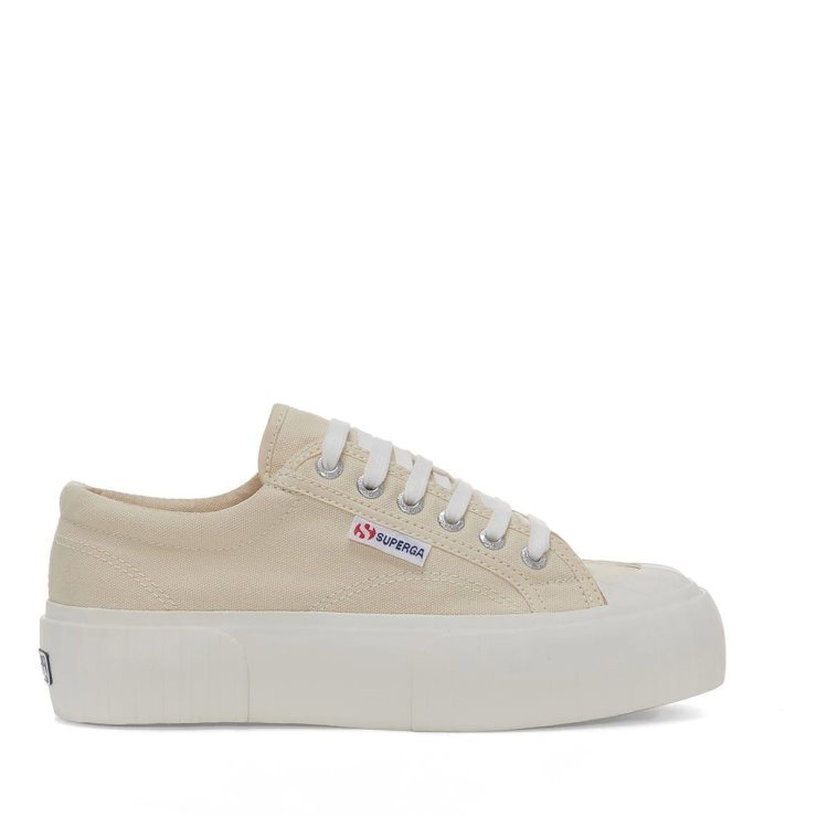 Superga 2631 Stripe Plateau Beige Lt Eggshell-f Avorio