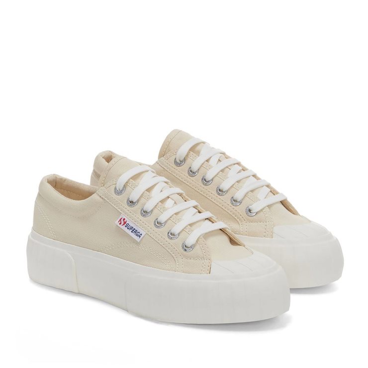 Superga 2631 Stripe Plateau Beige Lt Eggshell-f Avorio