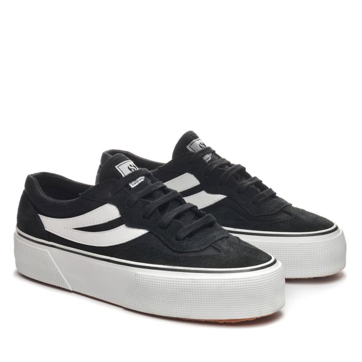 Superga 3041 Revolley Colourblock Plateau Schwarz-weiß