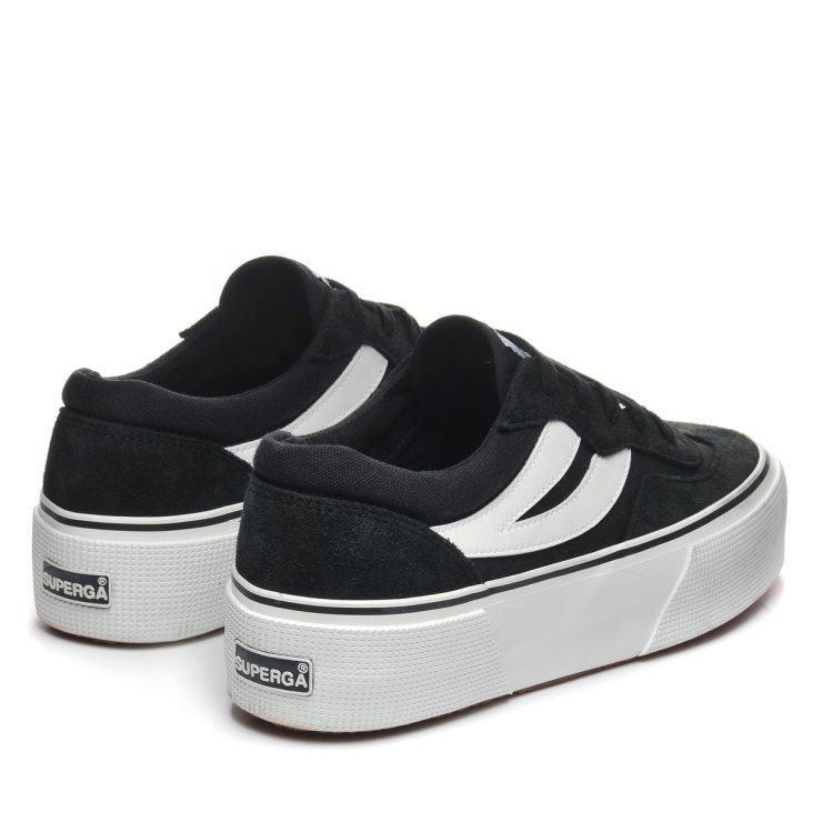 Superga 3041 Revolley Colourblock Plateau Schwarz-weiß