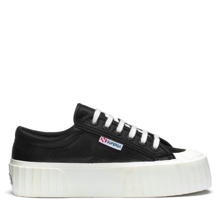 Superga 2631 Stripe Plateau Vegan Schwarz-weiß Avorio