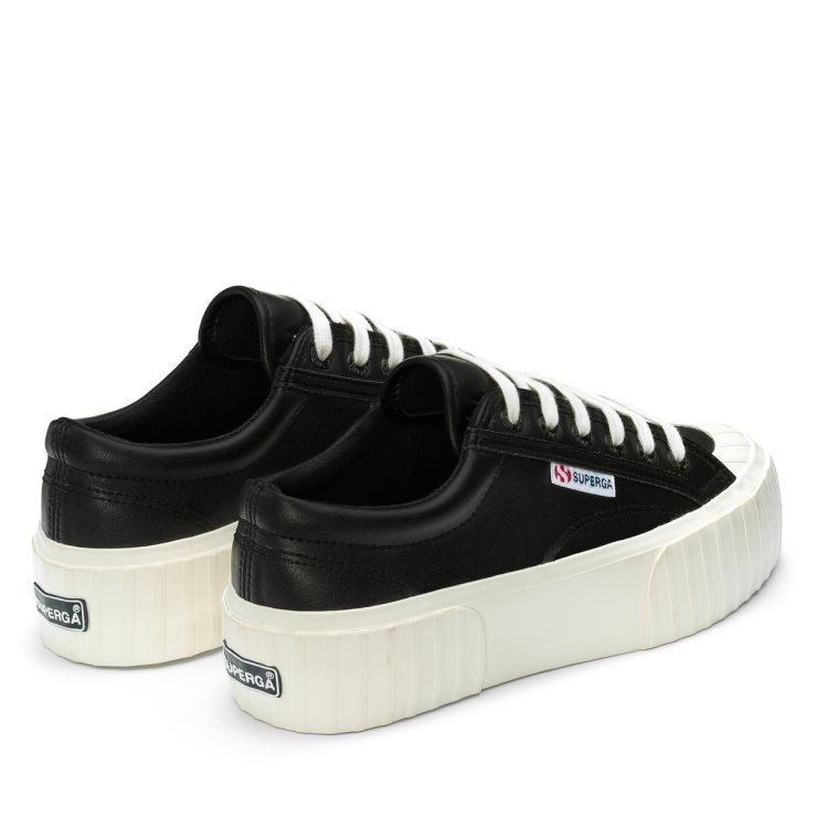 Superga 2631 Stripe Plateau Vegan Schwarz-weiß Avorio