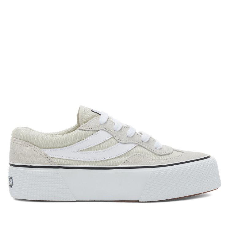 Superga 3041 Revolley Colourblock Plateau Weiß Milchweiß