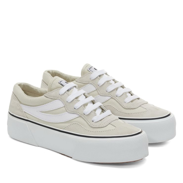 Superga 3041 Revolley Colourblock Plateau Weiß Milchweiß