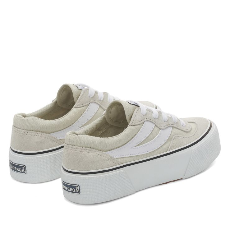 Superga 3041 Revolley Colourblock Plateau Weiß Milchweiß