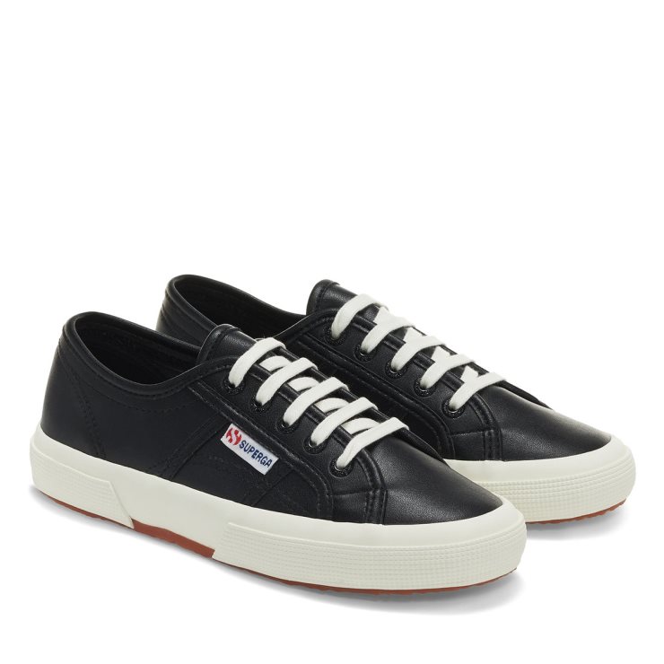 Superga 2750 Veganes Leder Schwarz-weiß Avorio