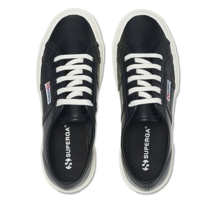 Superga 2750 Veganes Leder Schwarz-weiß Avorio