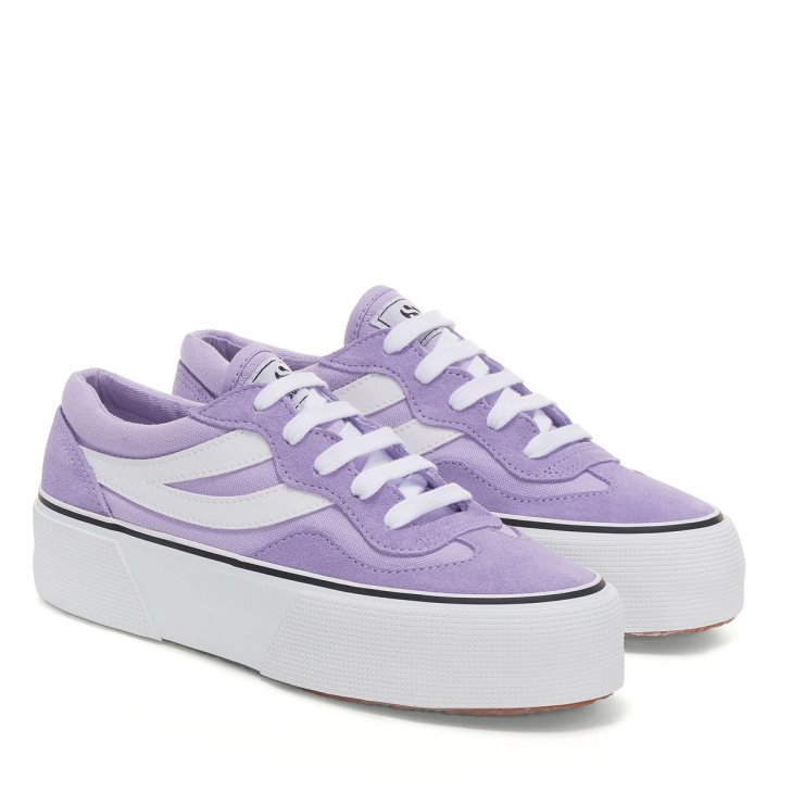 Superga 3041 Revolley Colourblock Plateau Violett Lilla-Weiß
