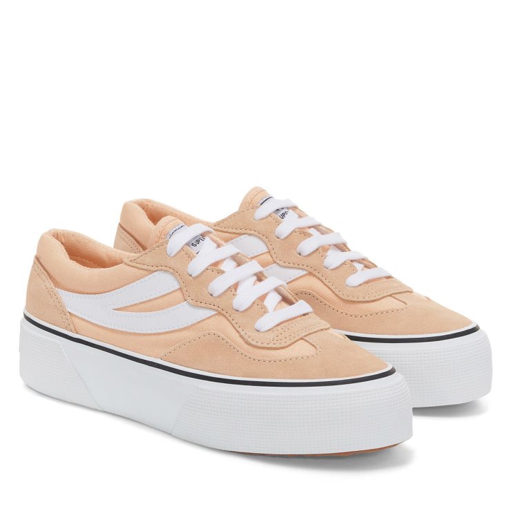 Superga 3041 Revolley Colourblock Plateau Pink Pfirsichweiß