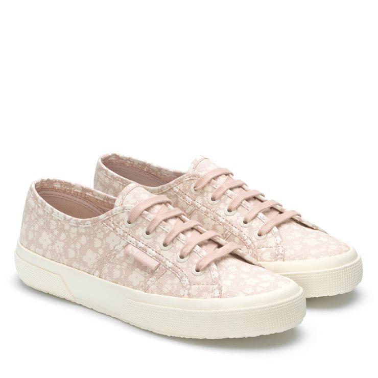 Superga 2750 Blumendruck Weiß Avorio-rosa Haut