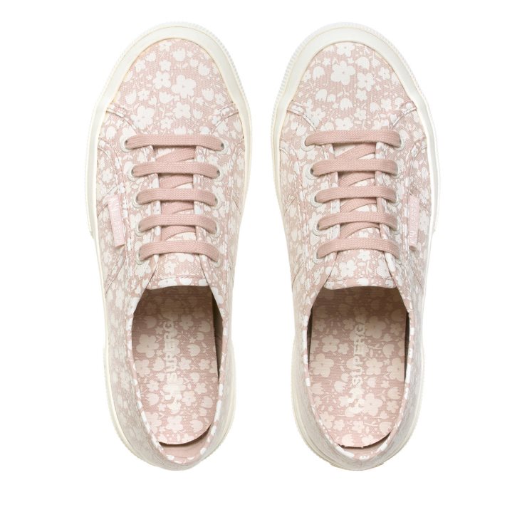 Superga 2750 Blumendruck Weiß Avorio-rosa Haut