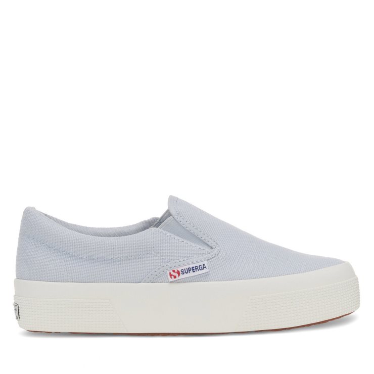 Superga 2740 Plateau-Slip-On Grau Lilla-F Avorio