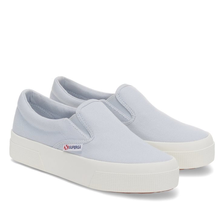 Superga 2740 Plateau-Slip-On Grau Lilla-F Avorio