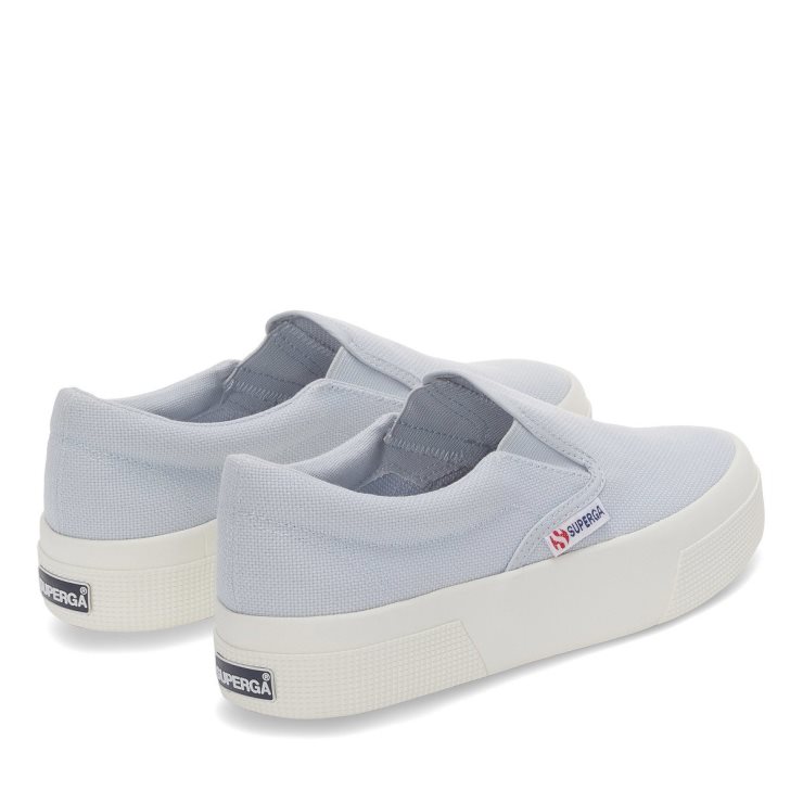Superga 2740 Plateau-Slip-On Grau Lilla-F Avorio