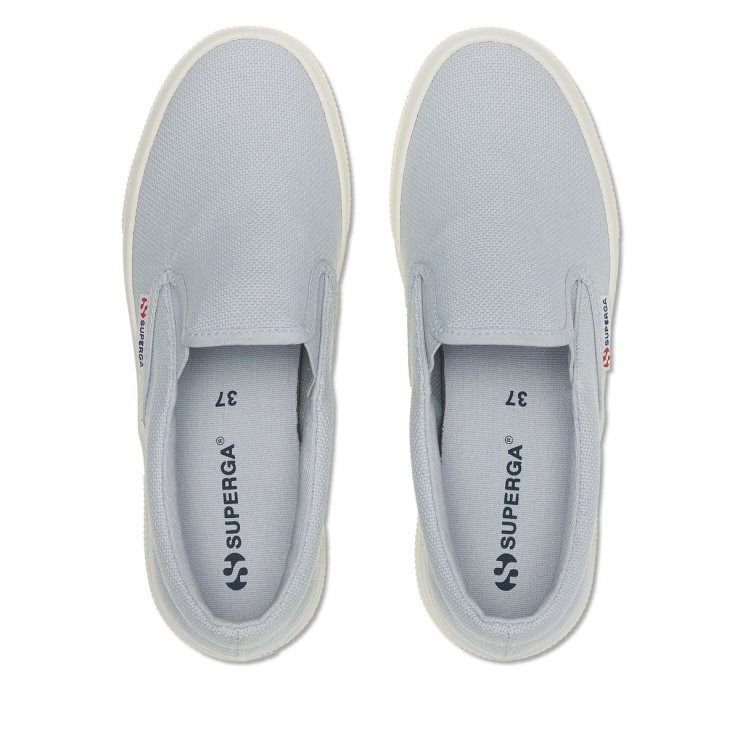 Superga 2740 Plateau-Slip-On Grau Lilla-F Avorio