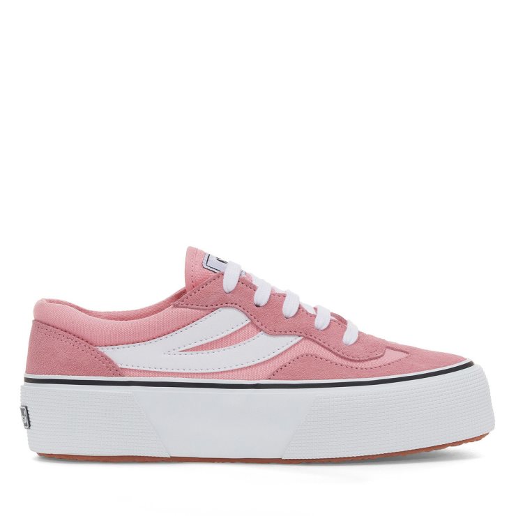 Superga 3041 Revolley Colourblock Plateau Pink-Weiß