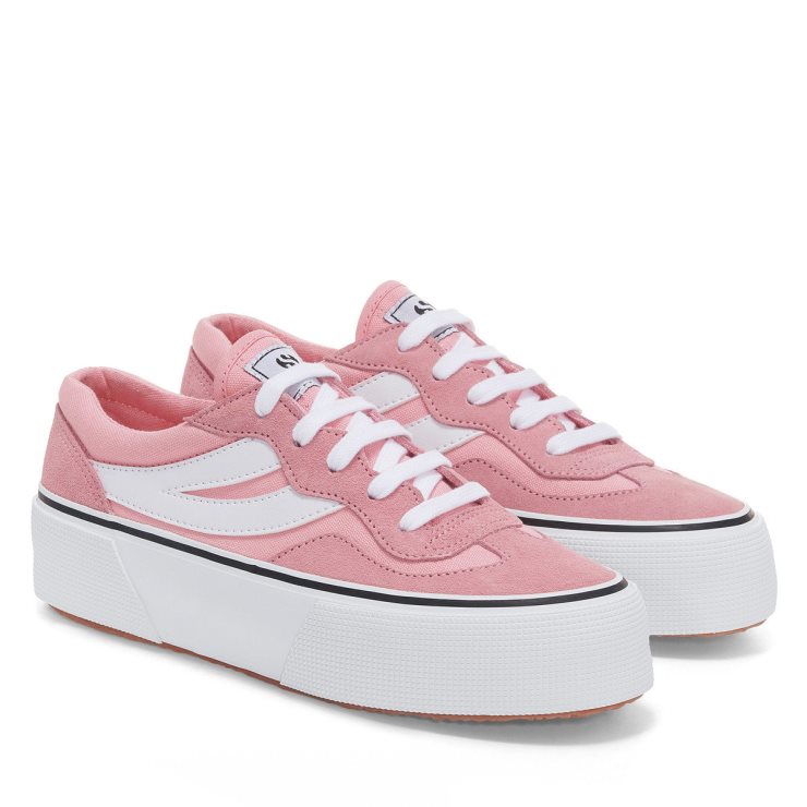 Superga 3041 Revolley Colourblock Plateau Pink-Weiß