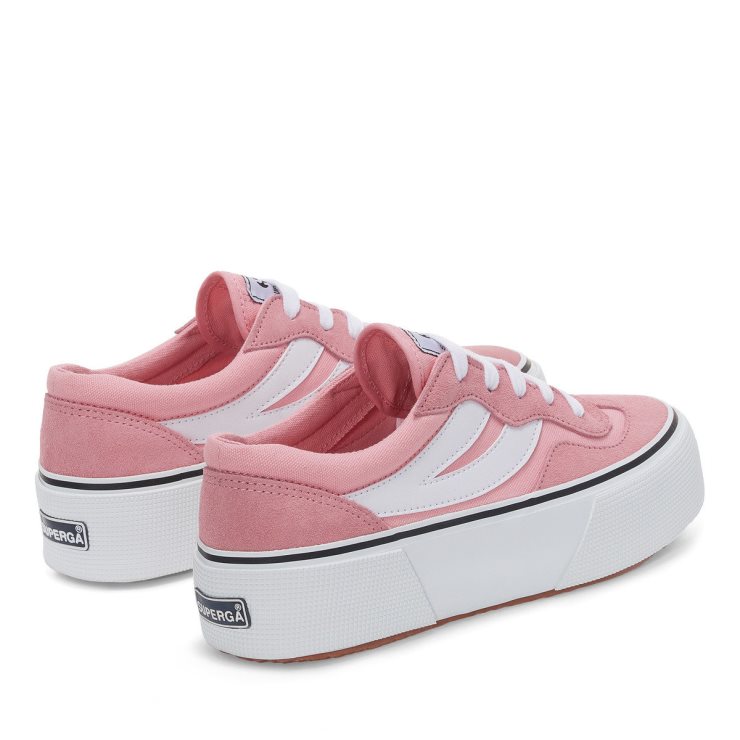 Superga 3041 Revolley Colourblock Plateau Pink-Weiß