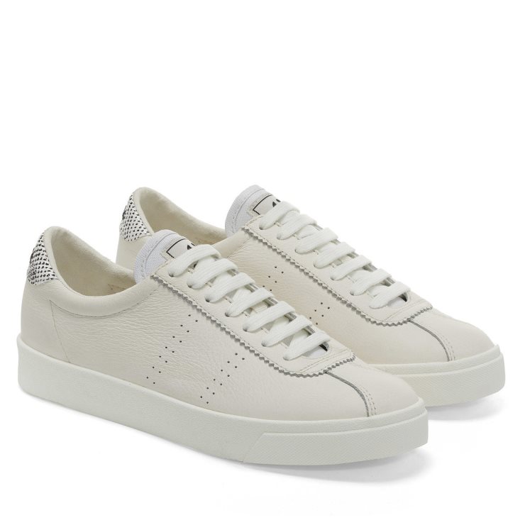 Superga 2843 Club S Mikro Faux Schlange Weiß Avorio Schwarze Schlange